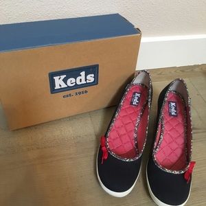 Keds navy blue floral wedges